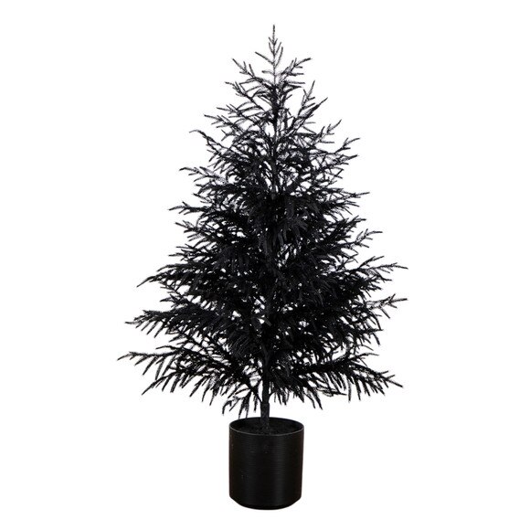 5-ft Artificial Halloween Real Touch Black Norfolk Pine Christmas Tree with Natural Look - SKU #T5243