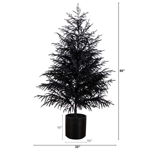 5-ft Artificial Halloween Real Touch Black Norfolk Pine Christmas Tree with Natural Look - SKU #T5243 - 1