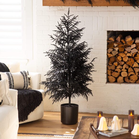 5-ft Artificial Halloween Real Touch Black Norfolk Pine Christmas Tree with Natural Look - SKU #T5243 - 5