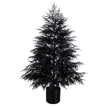 6-ft Artificial Halloween Real Touch Black Norfolk Pine Christmas Tree with Natural Look - SKU #T5244
