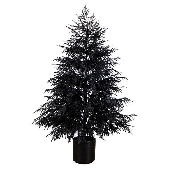 6-ft Artificial Halloween Real Touch Black Norfolk Pine Christmas Tree with Natural Look - SKU #T5244