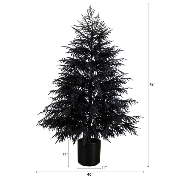 6-ft Artificial Halloween Real Touch Black Norfolk Pine Christmas Tree with Natural Look - SKU #T5244 - 1