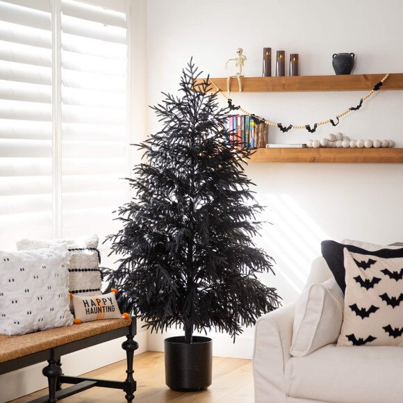 6-ft Artificial Halloween Real Touch Black Norfolk Pine Christmas Tree with Natural Look - SKU #T5244 - 3