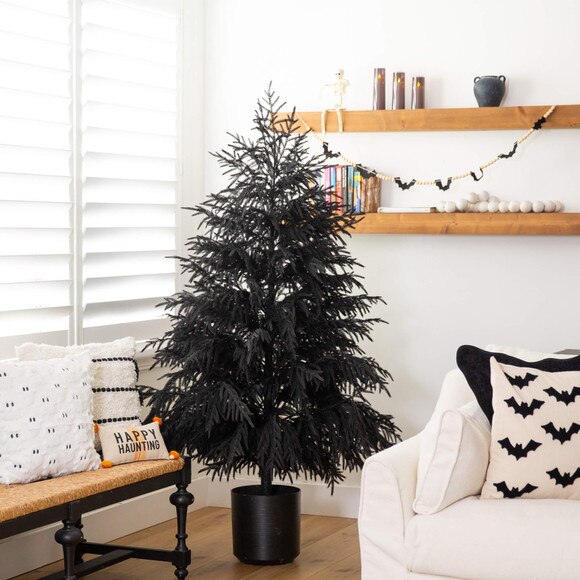 6-ft Artificial Halloween Real Touch Black Norfolk Pine Christmas Tree with Natural Look - SKU #T5244 - 4