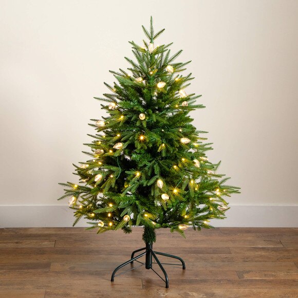 4-ft Pre-Lit Artificial Luxembourg Pine Christmas Tree with 120 Multicolored Traditional Bulb LED Lights - SKU #T5245 - 9