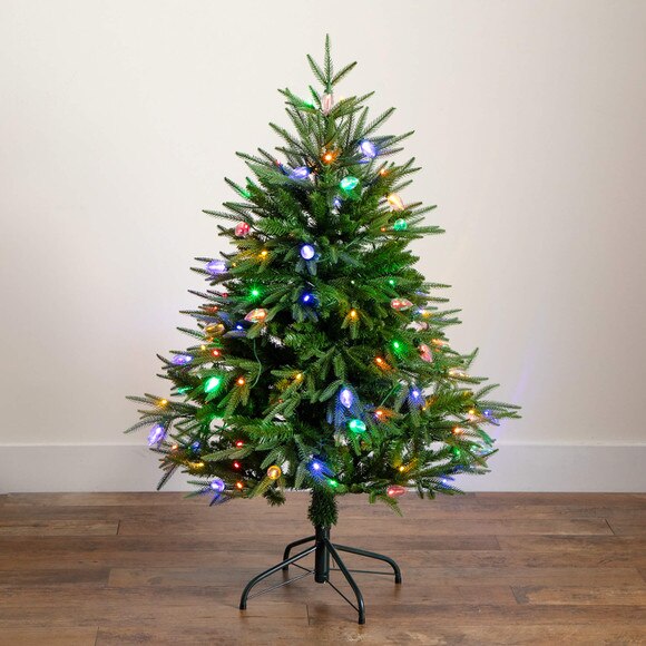 4-ft Pre-Lit Artificial Luxembourg Pine Christmas Tree with 120 Multicolored Traditional Bulb LED Lights - SKU #T5245 - 10