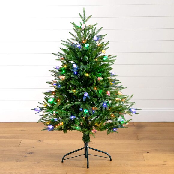 4-ft Pre-Lit Artificial Luxembourg Pine Christmas Tree with 120 Multicolored Traditional Bulb LED Lights - SKU #T5245 - 13