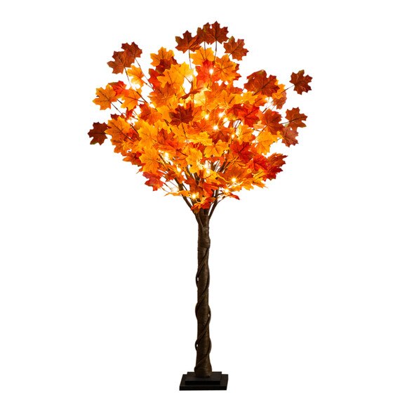 4-ft Pre-Lit Deluxe Autumn Maple Artificial Fall Tree with 68 Warm White LED Lights - SKU #T5249 - 4