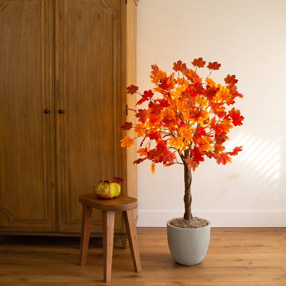 4-ft Pre-Lit Deluxe Autumn Maple Artificial Fall Tree with 68 Warm White LED Lights - SKU #T5249 - 8