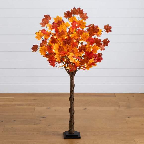 4-ft Pre-Lit Deluxe Autumn Maple Artificial Fall Tree with 68 Warm White LED Lights - SKU #T5249 - 9