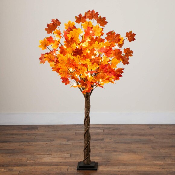 4-ft Pre-Lit Deluxe Autumn Maple Artificial Fall Tree with 68 Warm White LED Lights - SKU #T5249 - 10