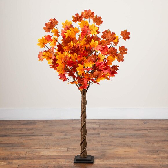 4-ft Pre-Lit Deluxe Autumn Maple Artificial Fall Tree with 68 Warm White LED Lights - SKU #T5249 - 12