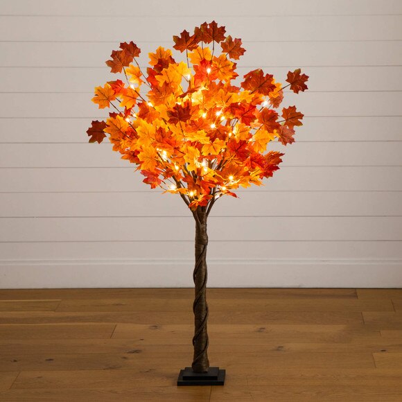 4-ft Pre-Lit Deluxe Autumn Maple Artificial Fall Tree with 68 Warm White LED Lights - SKU #T5249 - 13
