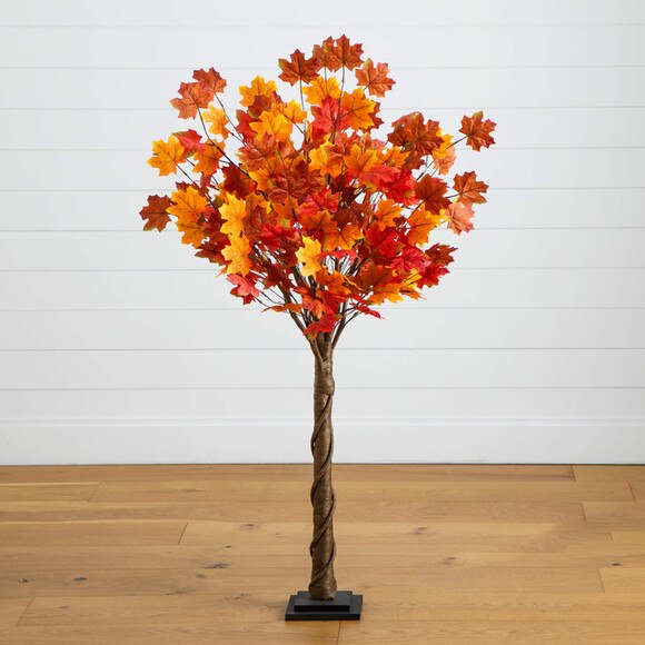 4-ft Pre-Lit Deluxe Autumn Maple Artificial Fall Tree with 68 Warm White LED Lights - SKU #T5249 - 14