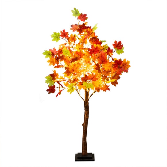 4-ft Pre-Lit Shades of Autumn Maple Artificial Fall Tree with 180 Warm White LED Lights - SKU #T5250