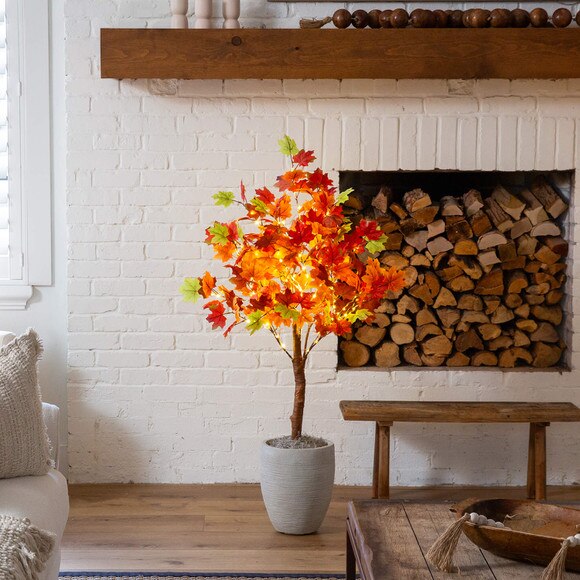 4-ft Pre-Lit Shades of Autumn Maple Artificial Fall Tree with 180 Warm White LED Lights - SKU #T5250 - 6
