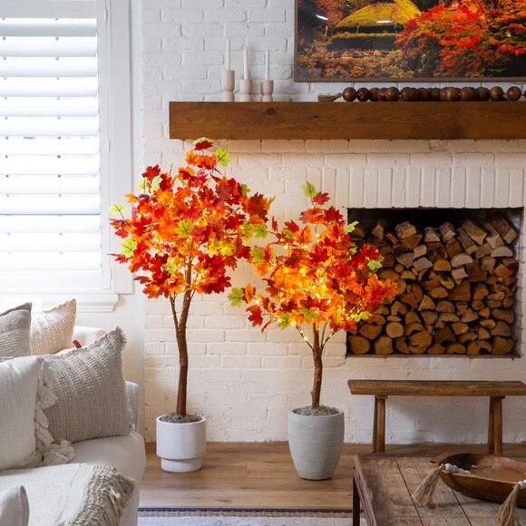 4-ft Pre-Lit Shades of Autumn Maple Artificial Fall Tree with 180 Warm White LED Lights - SKU #T5250 - 7