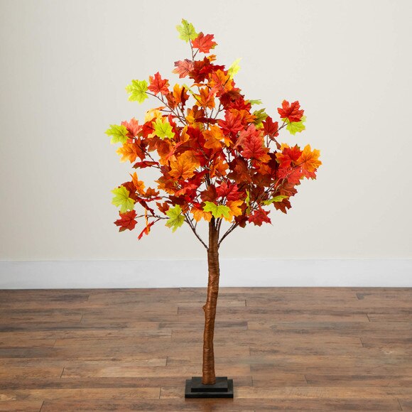 4-ft Pre-Lit Shades of Autumn Maple Artificial Fall Tree with 180 Warm White LED Lights - SKU #T5250 - 9