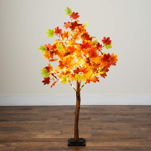 4-ft Pre-Lit Shades of Autumn Maple Artificial Fall Tree with 180 Warm White LED Lights - SKU #T5250 - 10