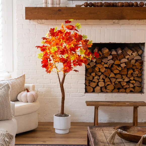 5-ft Pre-Lit Shades of Autumn Maple Artificial Fall Tree with 270 Warm White LED Lights - SKU #T5251 - 5