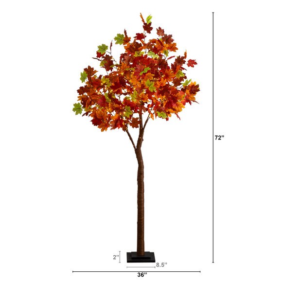 6-ft Pre-Lit Shades of Autumn Maple Artificial Fall Tree with 360 Warm White LED Lights - SKU #T5252 - 1