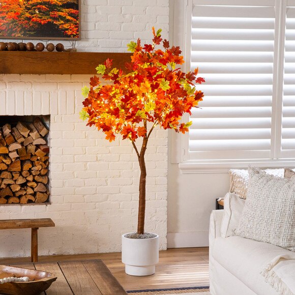 6-ft Pre-Lit Shades of Autumn Maple Artificial Fall Tree with 360 Warm White LED Lights - SKU #T5252 - 7