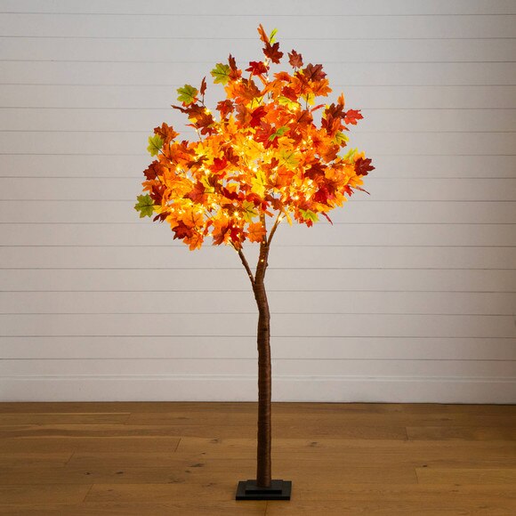 6-ft Pre-Lit Shades of Autumn Maple Artificial Fall Tree with 360 Warm White LED Lights - SKU #T5252 - 14