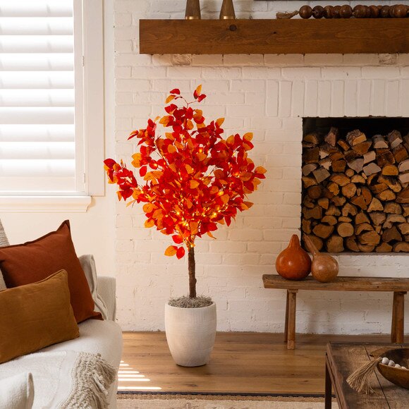 4-ft Pre-Lit Autumn Artificial Fall Tree with 160 Warm White LED Lights - SKU #T5253 - 6