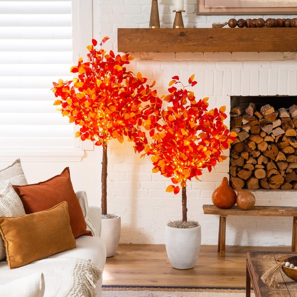 4-ft Pre-Lit Autumn Artificial Fall Tree with 160 Warm White LED Lights - SKU #T5253 - 7