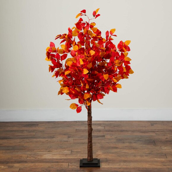 4-ft Pre-Lit Autumn Artificial Fall Tree with 160 Warm White LED Lights - SKU #T5253 - 9