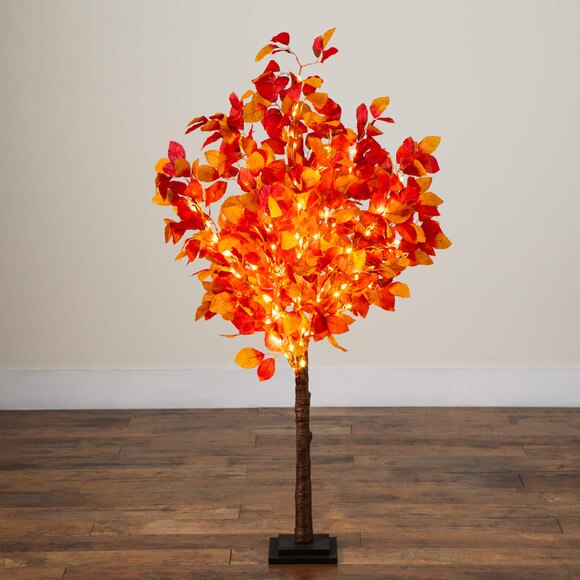 4-ft Pre-Lit Autumn Artificial Fall Tree with 160 Warm White LED Lights - SKU #T5253 - 10