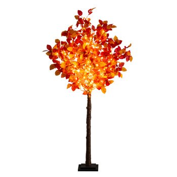 5-ft Pre-Lit Autumn Artificial Fall Tree with 200 Warm White LED Lights - SKU #T5254