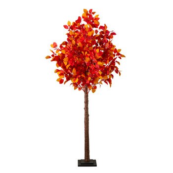 6-ft Pre-Lit Autumn Artificial Fall Tree with 300 Warm White LED Lights - SKU #T5255
