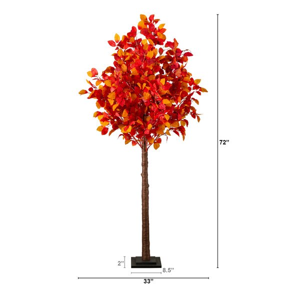 6-ft Pre-Lit Autumn Artificial Fall Tree with 300 Warm White LED Lights - SKU #T5255 - 1