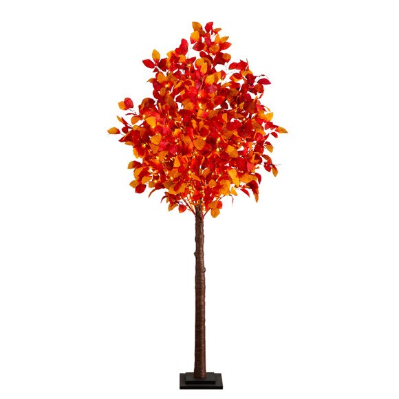 6-ft Pre-Lit Autumn Artificial Fall Tree with 300 Warm White LED Lights - SKU #T5255 - 6