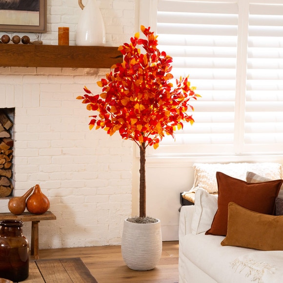 6-ft Pre-Lit Autumn Artificial Fall Tree with 300 Warm White LED Lights - SKU #T5255 - 7