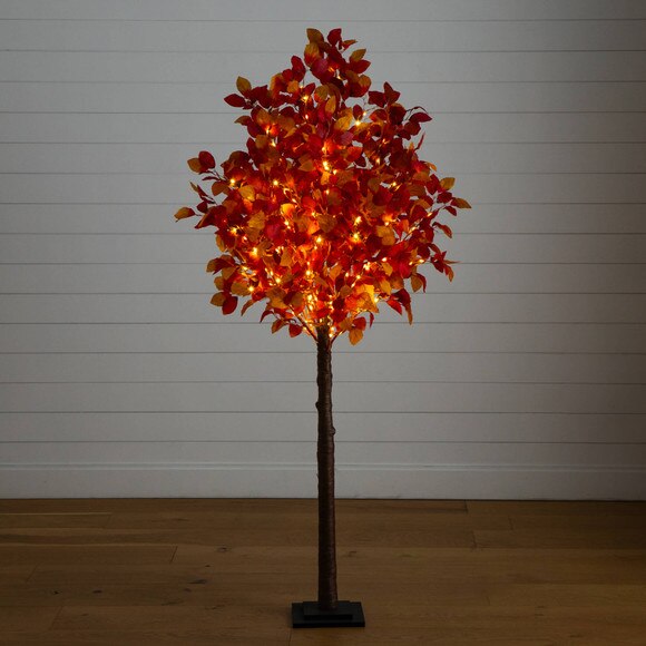 6-ft Pre-Lit Autumn Artificial Fall Tree with 300 Warm White LED Lights - SKU #T5255 - 9