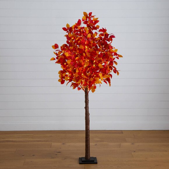 6-ft Pre-Lit Autumn Artificial Fall Tree with 300 Warm White LED Lights - SKU #T5255 - 10