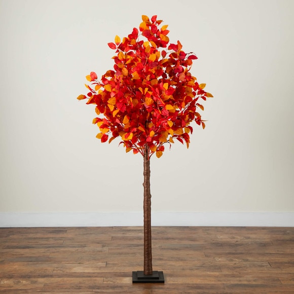 6-ft Pre-Lit Autumn Artificial Fall Tree with 300 Warm White LED Lights - SKU #T5255 - 11