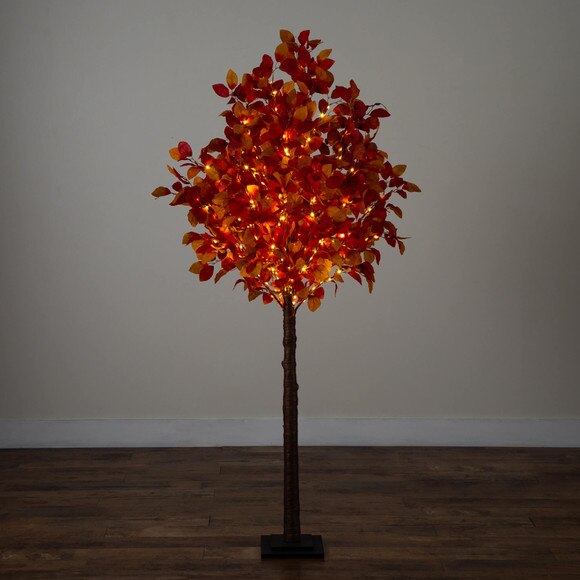 6-ft Pre-Lit Autumn Artificial Fall Tree with 300 Warm White LED Lights - SKU #T5255 - 12