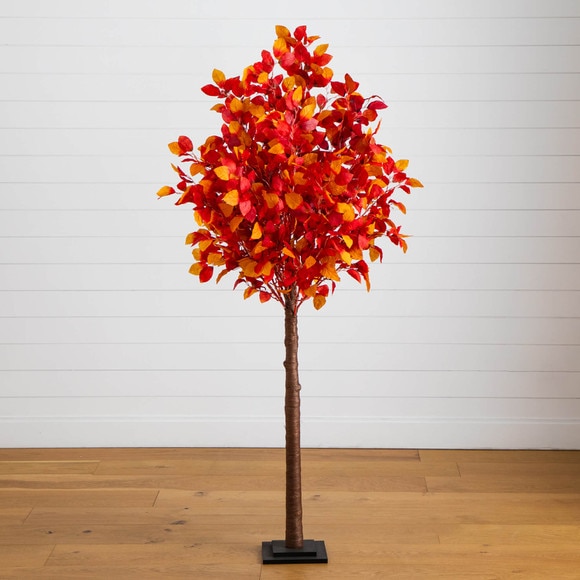 6-ft Pre-Lit Autumn Artificial Fall Tree with 300 Warm White LED Lights - SKU #T5255 - 14