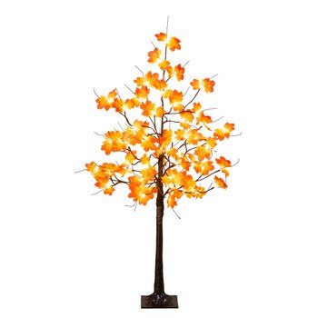 4-ft Pre-Lit Minimalist Autumn Maple Artificial Fall Tree with 56 Warm White LED Lights - SKU #T5258