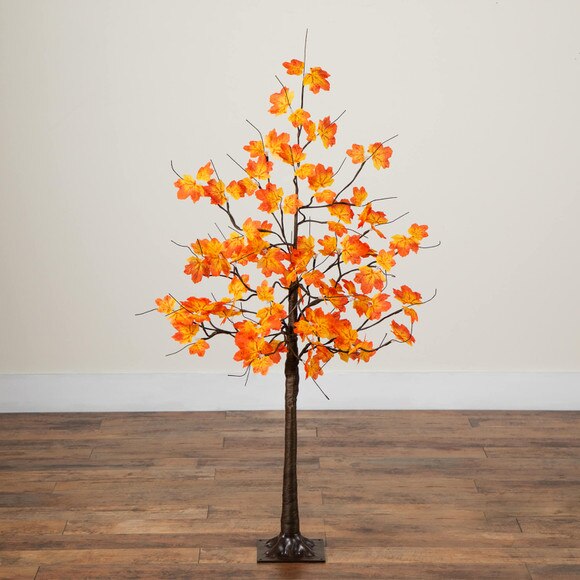 4-ft Pre-Lit Minimalist Autumn Maple Artificial Fall Tree with 56 Warm White LED Lights - SKU #T5258 - 8