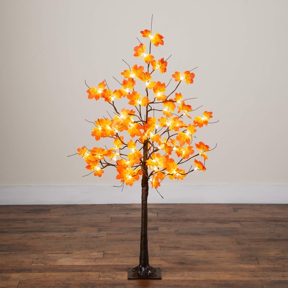 4-ft Pre-Lit Minimalist Autumn Maple Artificial Fall Tree with 56 Warm White LED Lights - SKU #T5258 - 9