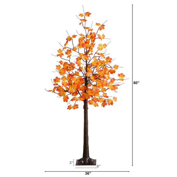 5-ft Pre-Lit Minimalist Autumn Maple Artificial Fall Tree with 96 Warm White LED Lights - SKU #T5259 - 1