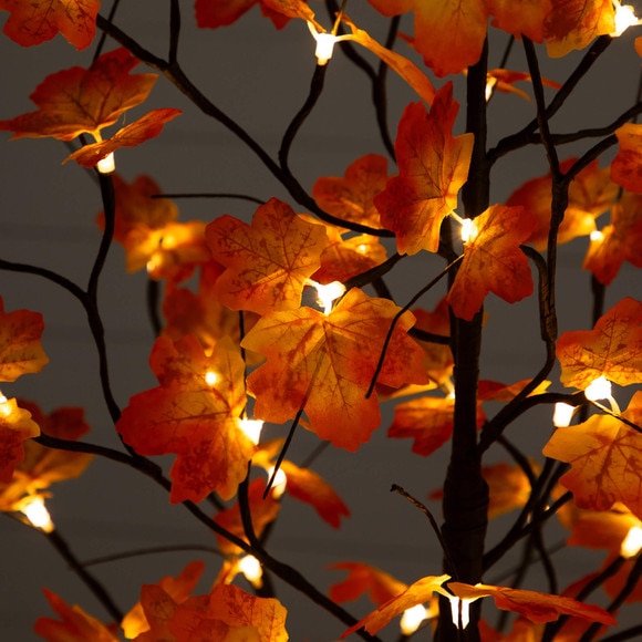 5-ft Pre-Lit Minimalist Autumn Maple Artificial Fall Tree with 96 Warm White LED Lights - SKU #T5259 - 3
