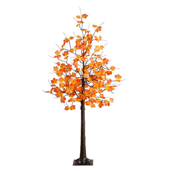 5-ft Pre-Lit Minimalist Autumn Maple Artificial Fall Tree with 96 Warm White LED Lights - SKU #T5259 - 5