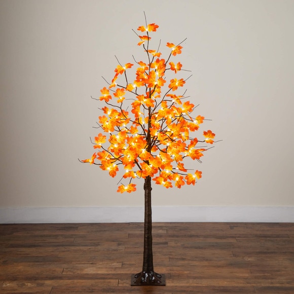 5-ft Pre-Lit Minimalist Autumn Maple Artificial Fall Tree with 96 Warm White LED Lights - SKU #T5259 - 8