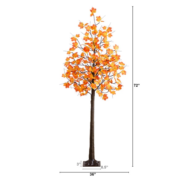 6-ft Pre-Lit Minimalist Autumn Maple Artificial Fall Tree with 120 Warm White LED Lights - SKU #T5260 - 1