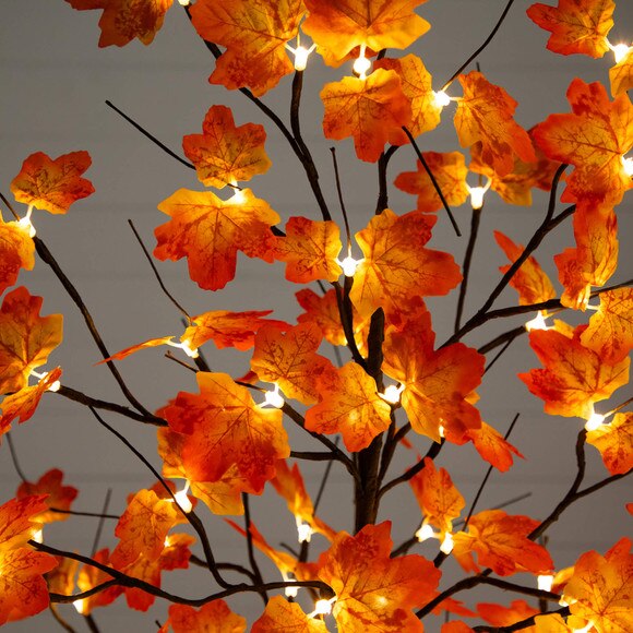 6-ft Pre-Lit Minimalist Autumn Maple Artificial Fall Tree with 120 Warm White LED Lights - SKU #T5260 - 3